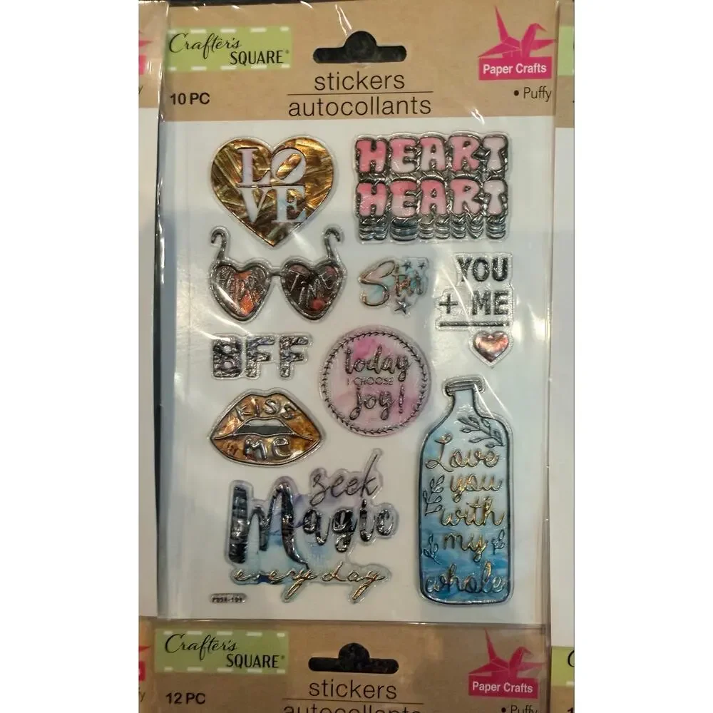 67pc Crafter’s Square Puffy Paper Craft Stickers Autocollants, Scrapbook Sticker
